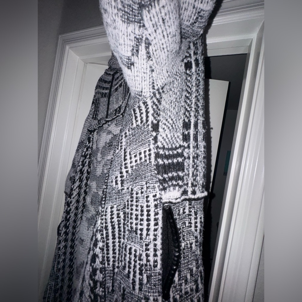 Free people mixed knit maxi cardigan sweater Harlow black white size small - Picture 7 of 11